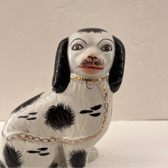 Staffordshire dog Staffordshire Figurine statue black white spaniel porcelain - Picture 6 of 15